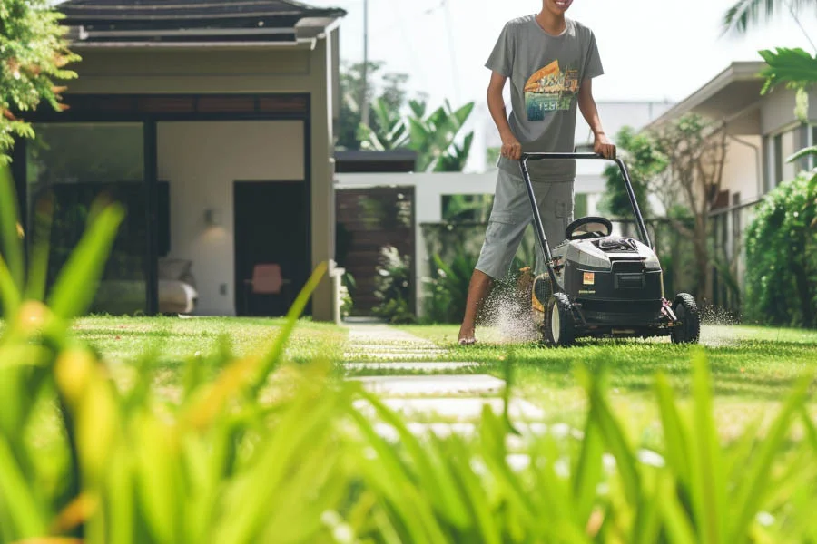 self powered lawn mower